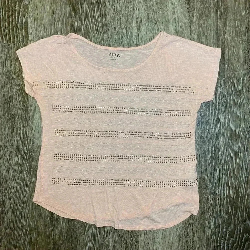 Womens Light Pink Apt. 9 Jewel Tee - M